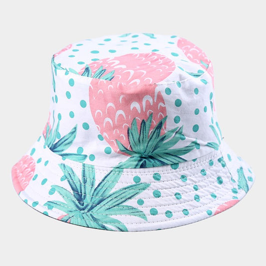 HATEGORY Reversible pineapple polka dot bucket hat