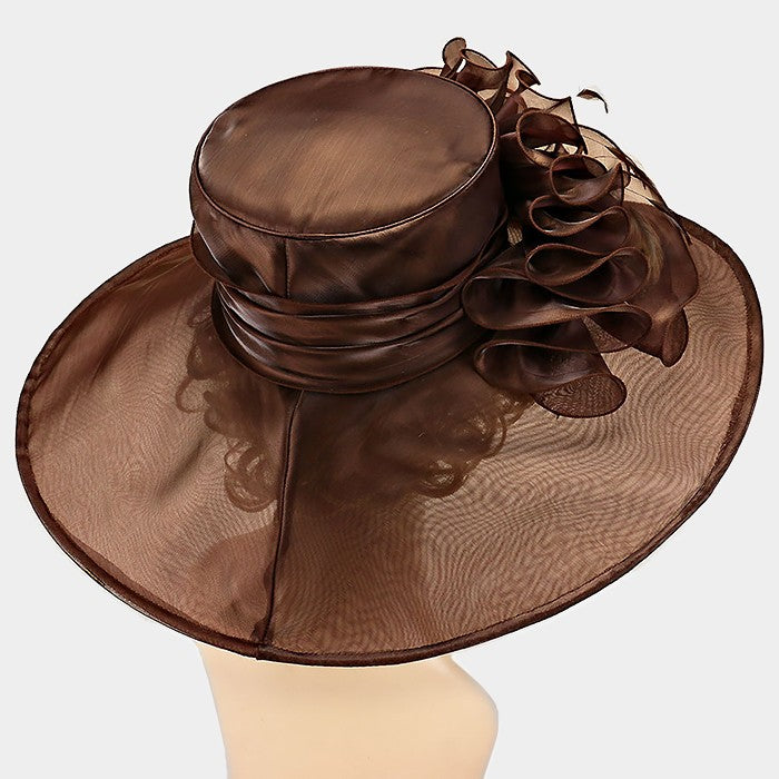 HATEGORY Wide Brim Organza Derby Hat
