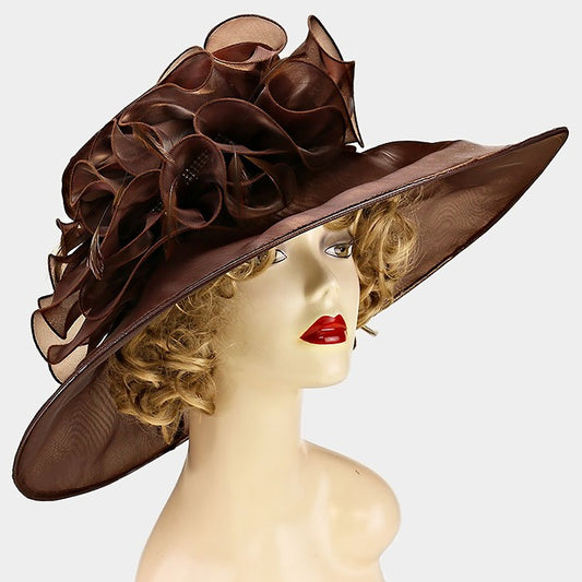 HATEGORY Wide Brim Organza Derby Hat