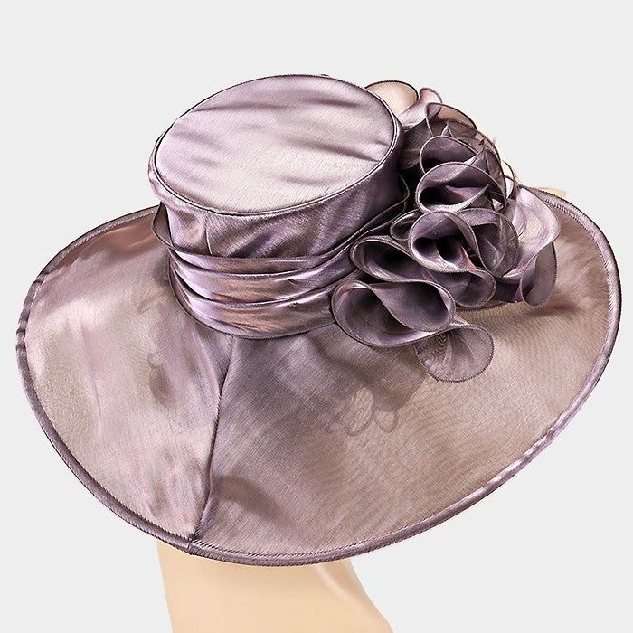 HATEGORY Wide Brim Organza Derby Hat