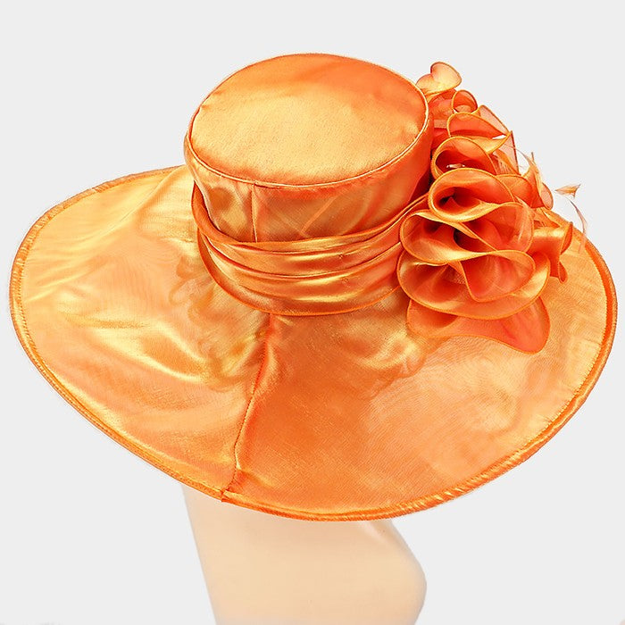 HATEGORY Wide Brim Organza Derby Hat