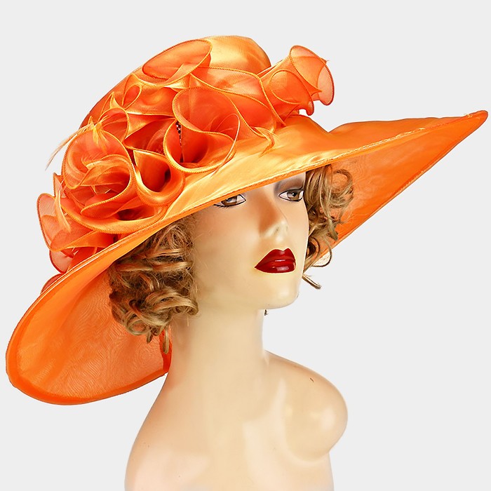 HATEGORY Wide Brim Organza Derby Hat