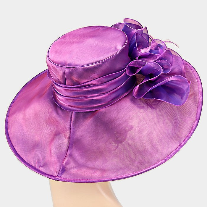 HATEGORY Wide Brim Organza Derby Hat