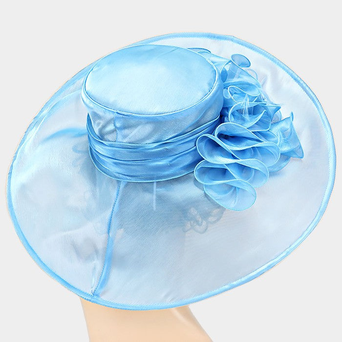 HATEGORY Wide Brim Organza Derby Hat