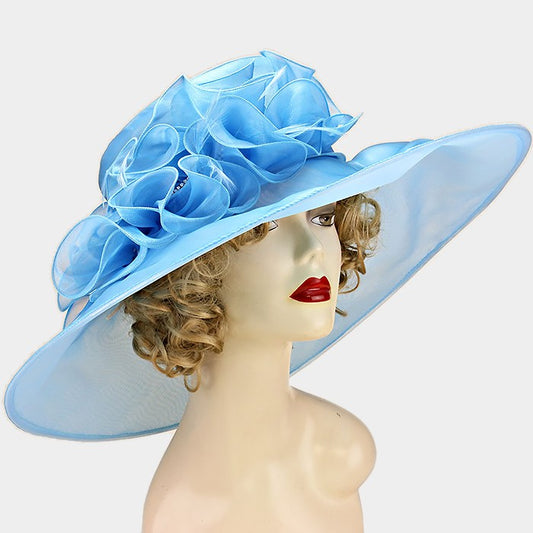 HATEGORY Wide Brim Organza Derby Hat