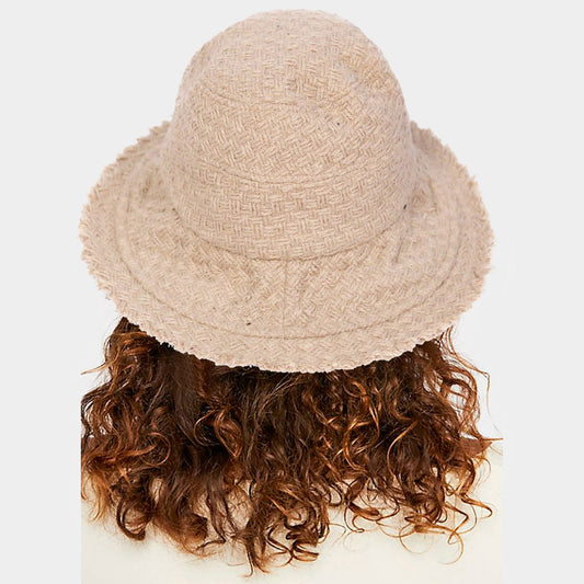 HATEGORY Frayed Edge Woven Bucket Hat