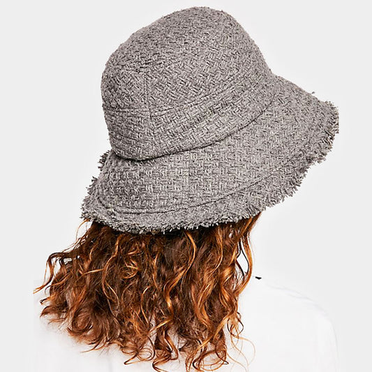 HATEGORY Frayed Edge Woven Bucket Hat