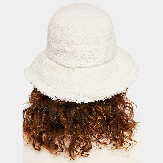 HATEGORY Frayed Edge Woven Bucket Hat