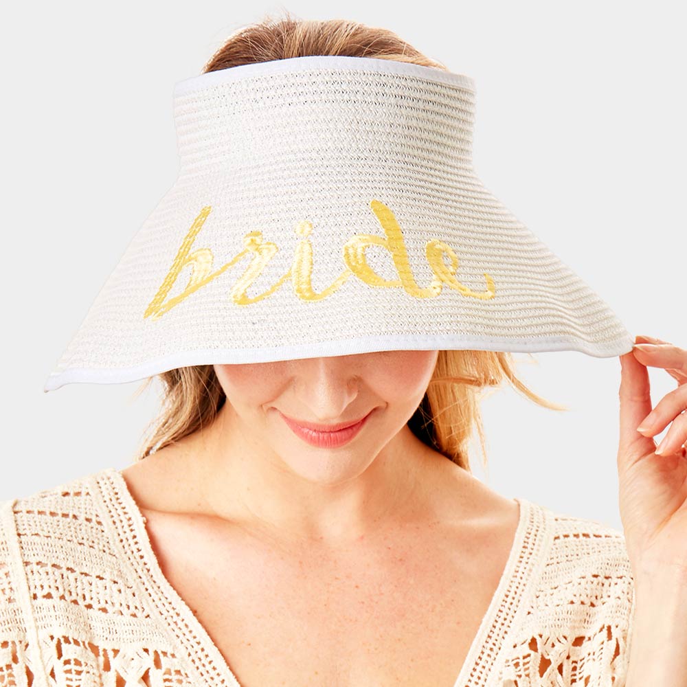 HATEGORY bride Message Roll Up Foldable Visor Sun Hat