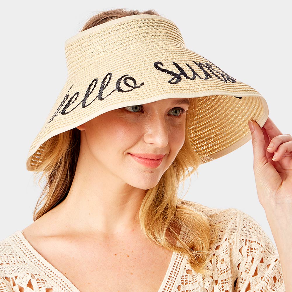 HATEGORY hello sunshine Message Roll Up Foldable Visor Sun Hat