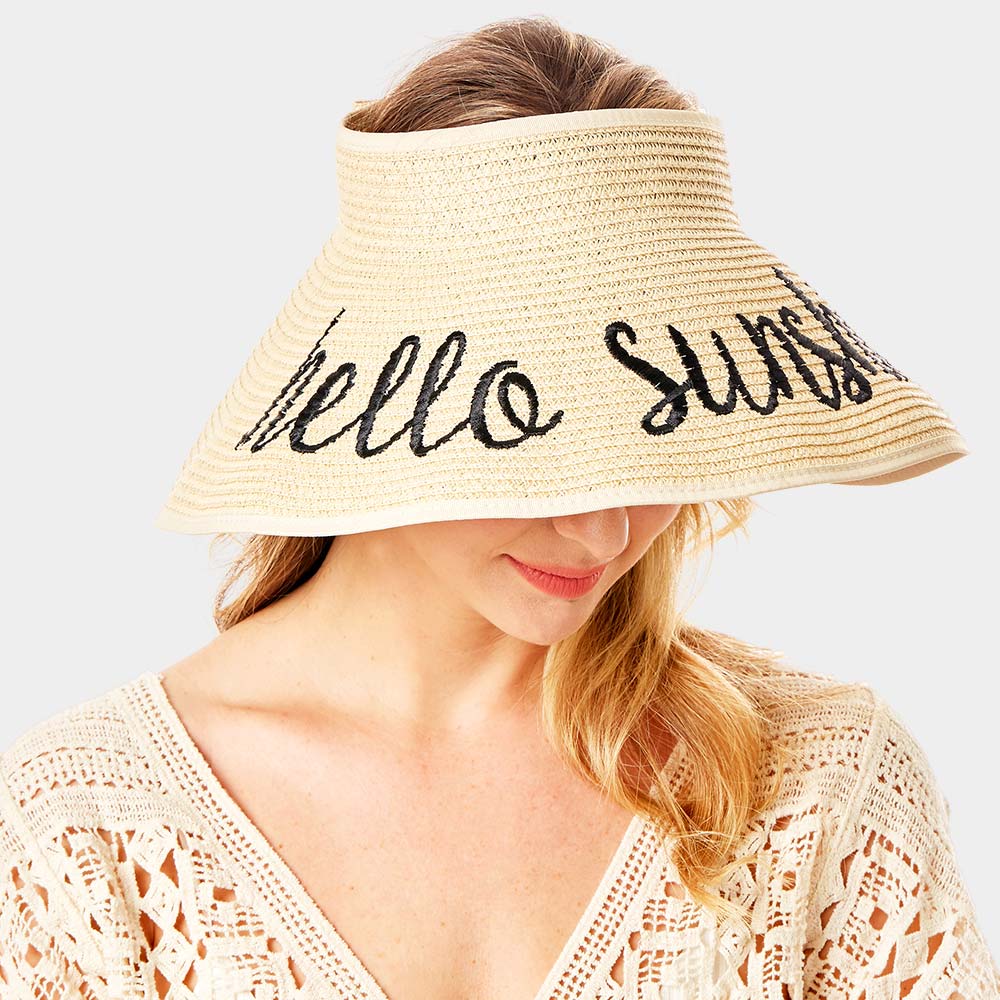 HATEGORY hello sunshine Message Roll Up Foldable Visor Sun Hat