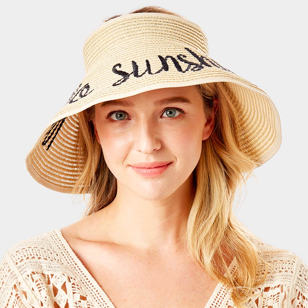 HATEGORY hello sunshine Message Roll Up Foldable Visor Sun Hat