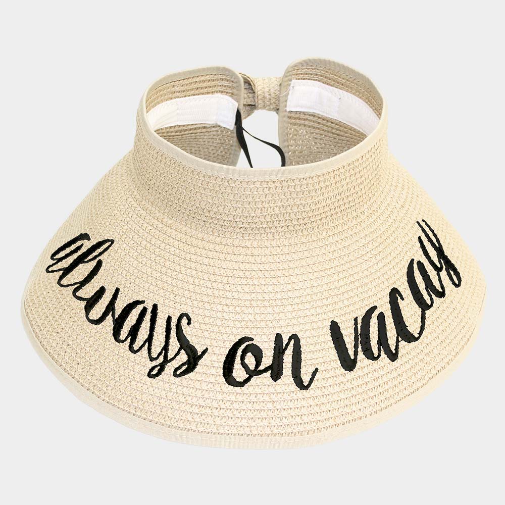 HATEGORY always on vacay Message Roll Up Foldable Visor Sun Hat