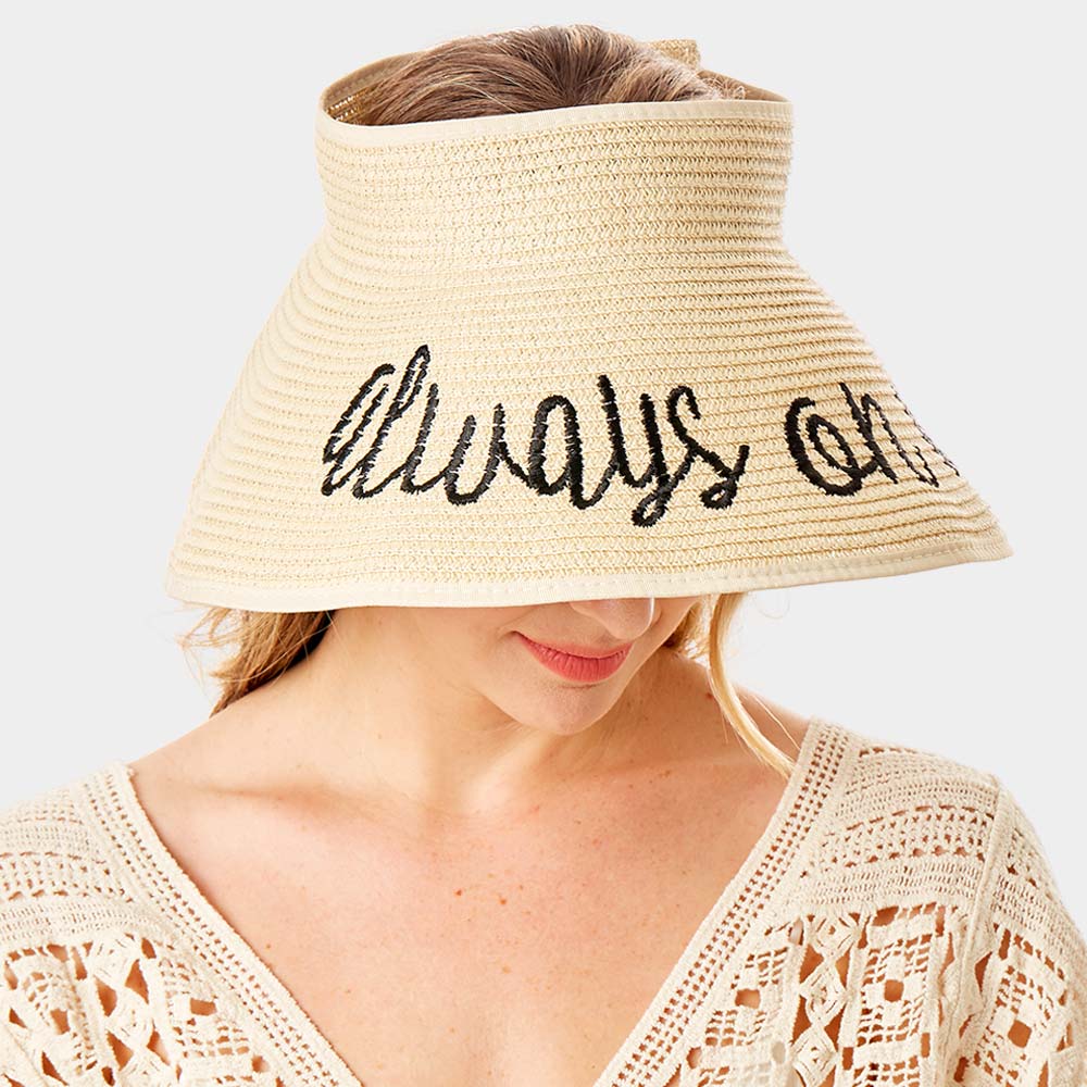 HATEGORY always on vacay Message Roll Up Foldable Visor Sun Hat