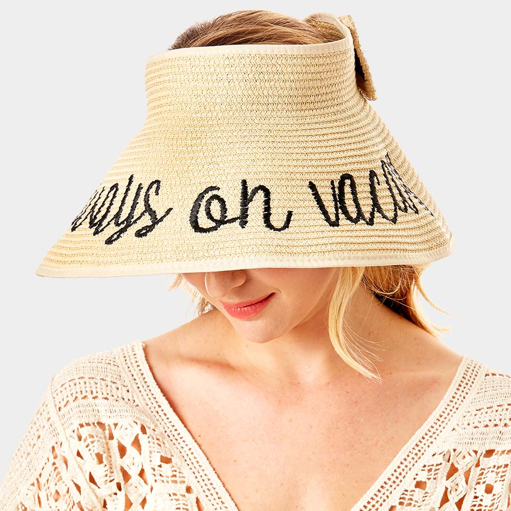 HATEGORY always on vacay Message Roll Up Foldable Visor Sun Hat