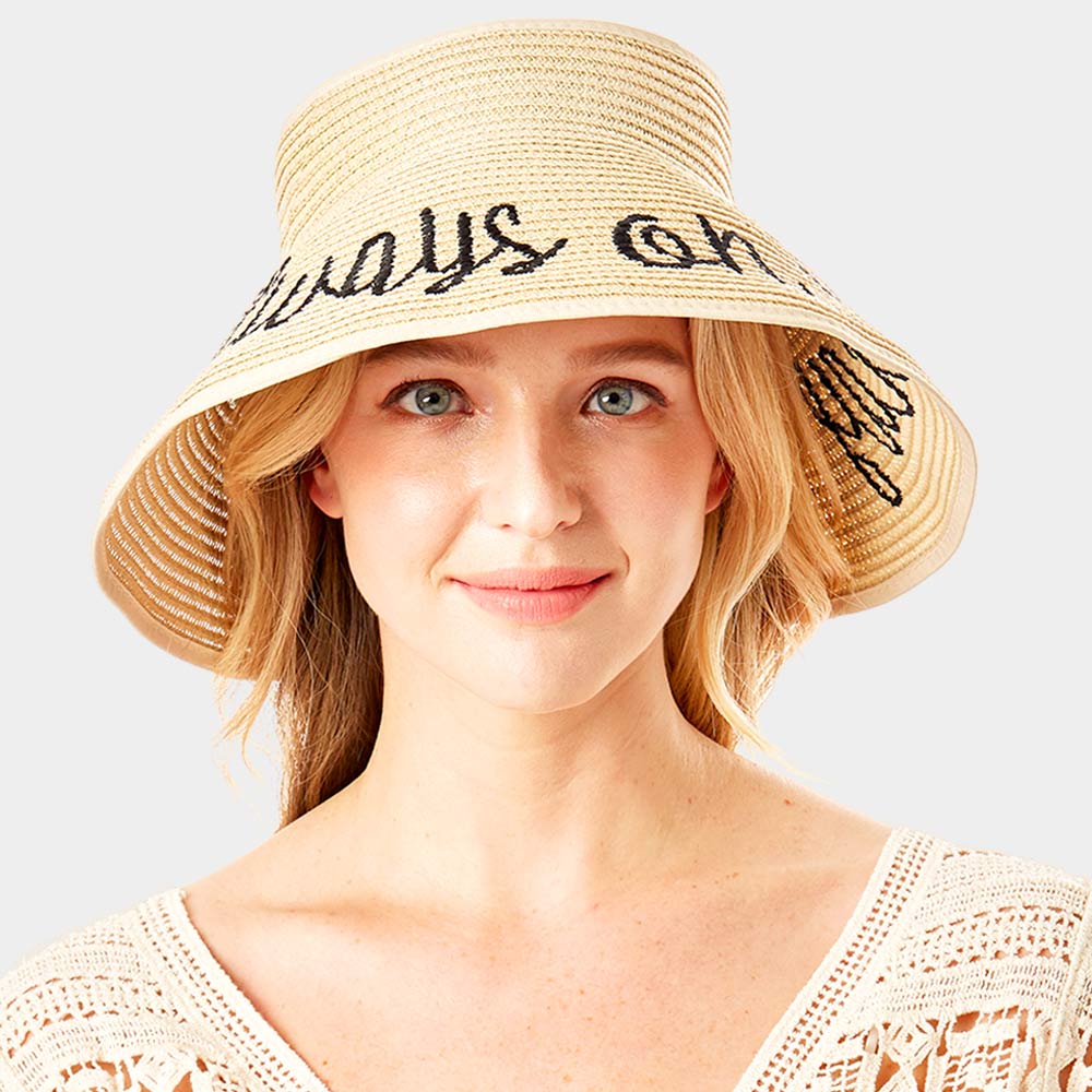 HATEGORY always on vacay Message Roll Up Foldable Visor Sun Hat