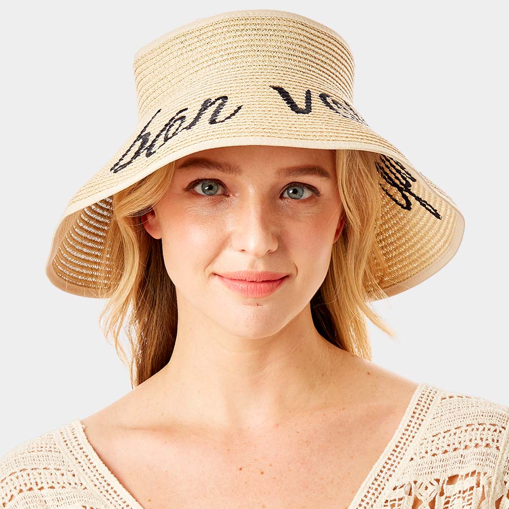 HATEGORY bon voyage Message Roll Up Foldable Visor Sun Hat