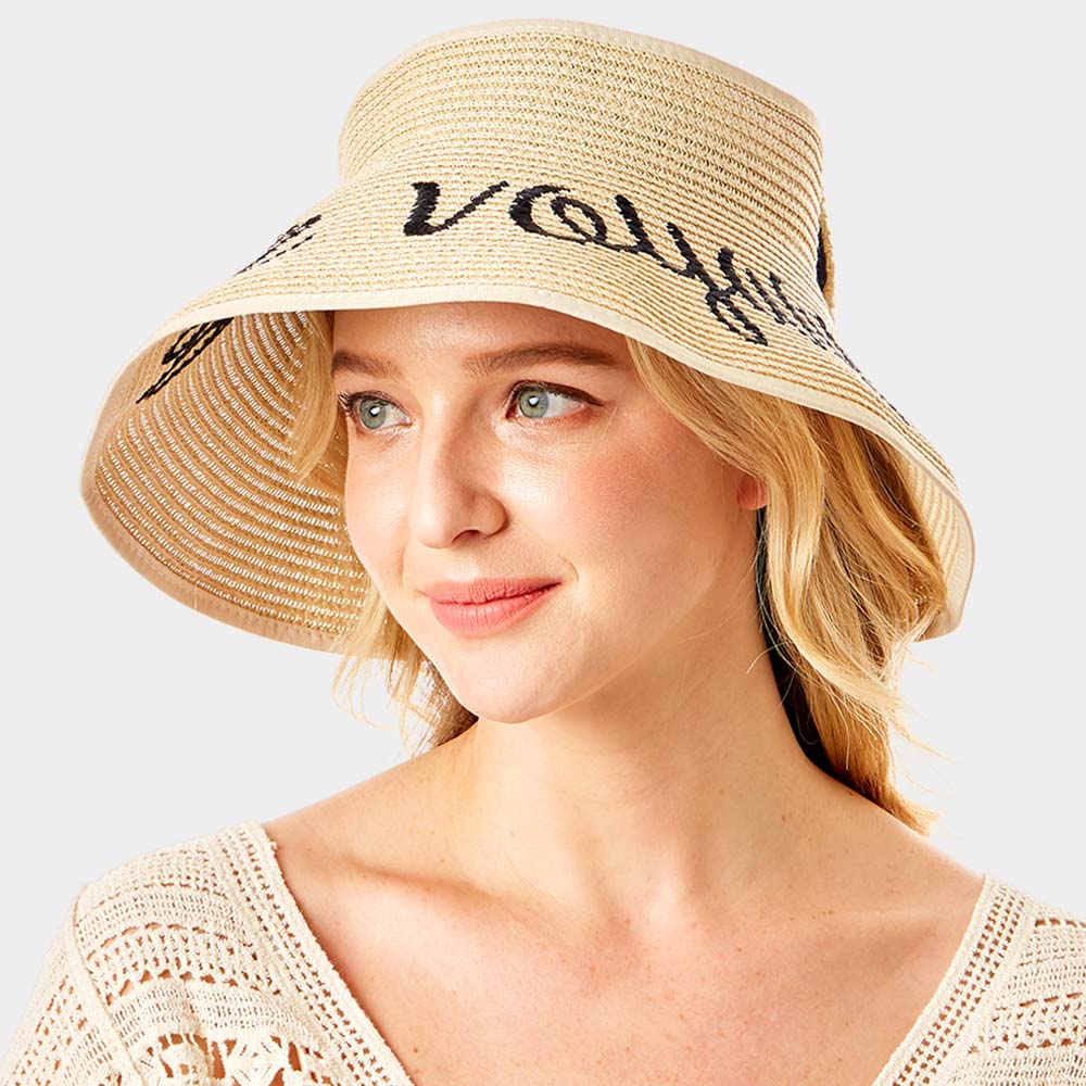 HATEGORY bon voyage Message Roll Up Foldable Visor Sun Hat