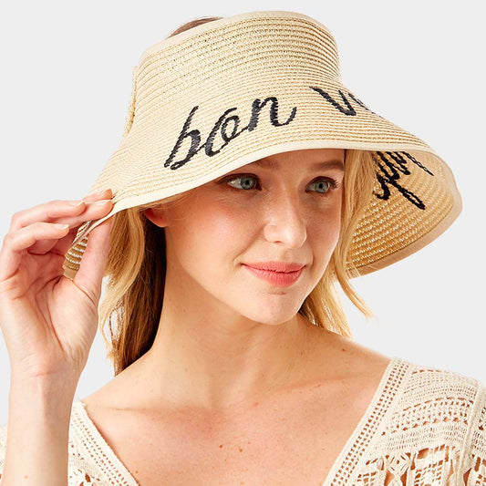 HATEGORY bon voyage Message Roll Up Foldable Visor Sun Hat