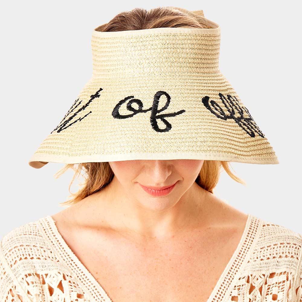 HATEGORY out of office Message Roll Up Foldable Visor Sun Hat