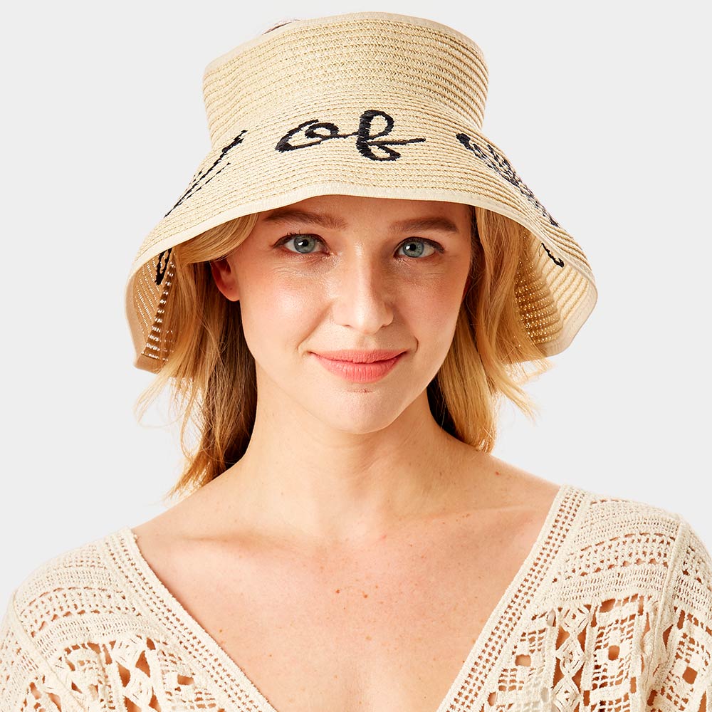 HATEGORY out of office Message Roll Up Foldable Visor Sun Hat