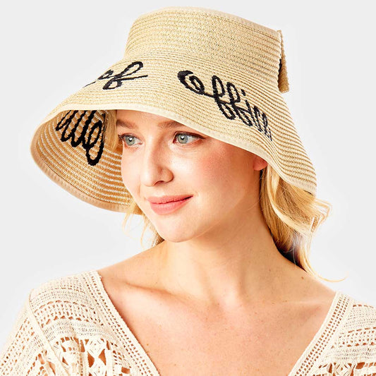 HATEGORY out of office Message Roll Up Foldable Visor Sun Hat