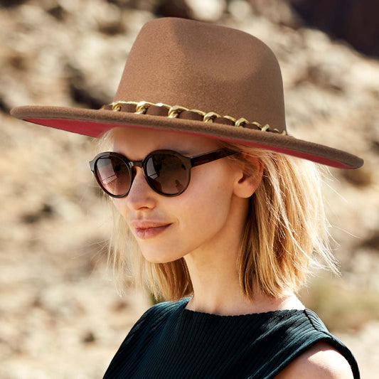 HATEGORY Chain Band Solid Panama Hat
