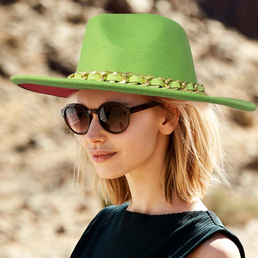 HATEGORY Chain Band Solid Panama Hat