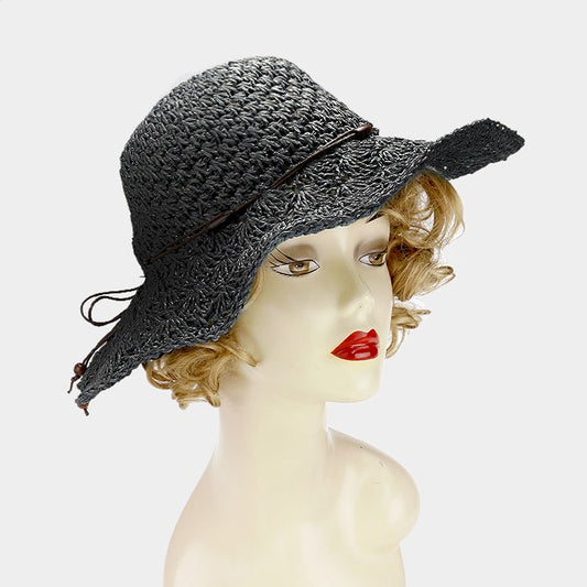 HATEGORY Crochet straw floppy sun hat