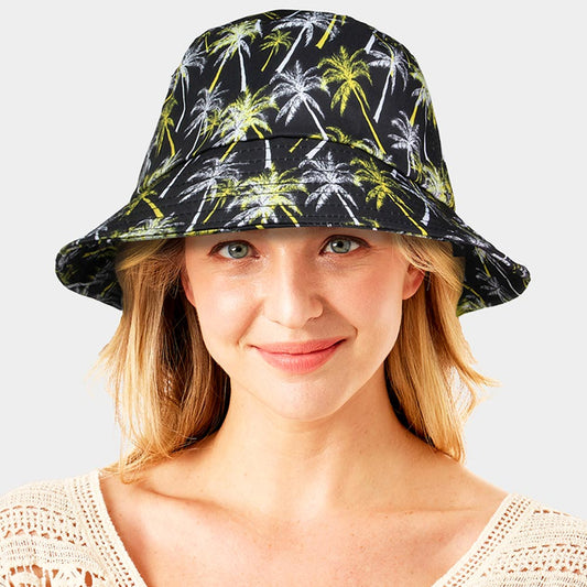 HATEGORY Palm Tree Printed Bucket Hat