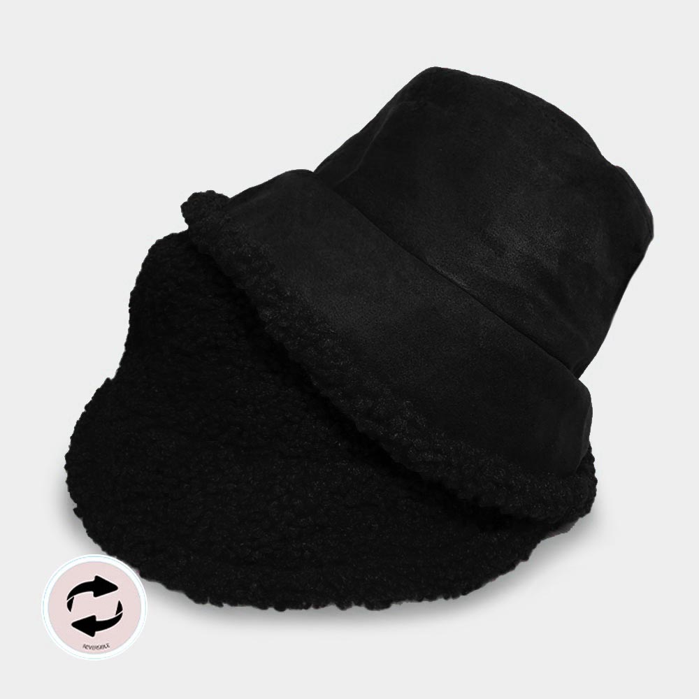 HATEGORY Reversible Faux Fur Sherpa Bucket Hat