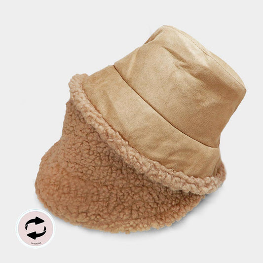 HATEGORY Reversible Faux Fur Sherpa Bucket Hat