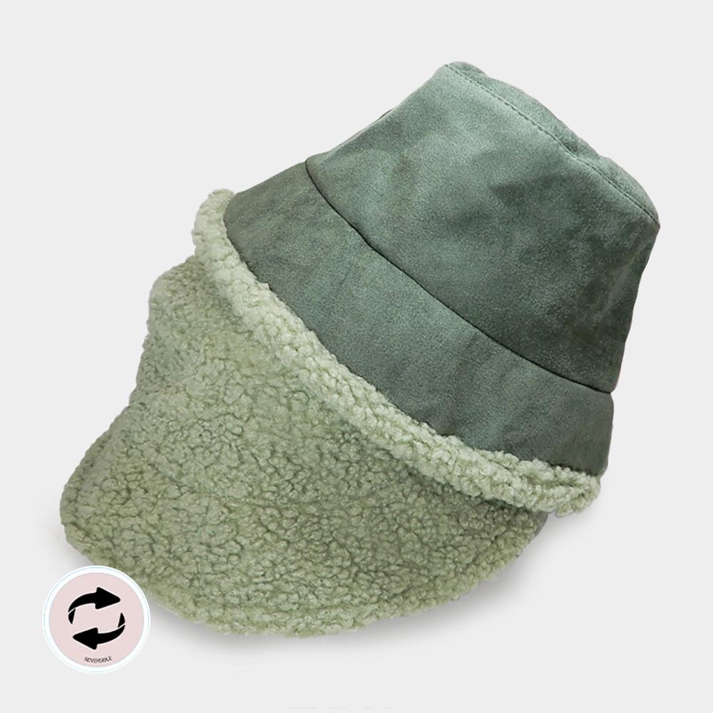 HATEGORY Reversible Faux Fur Sherpa Bucket Hat