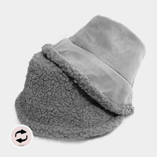 HATEGORY Reversible Faux Fur Sherpa Bucket Hat