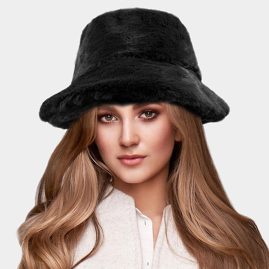 HATEGORY Soft Faux Fur Bucket Hat