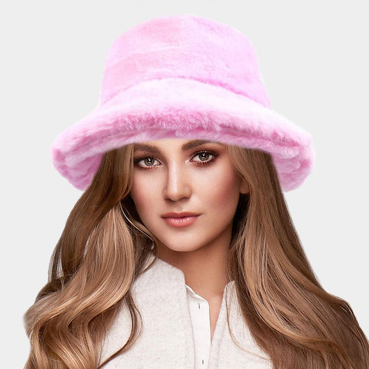 HATEGORY Soft Faux Fur Bucket Hat