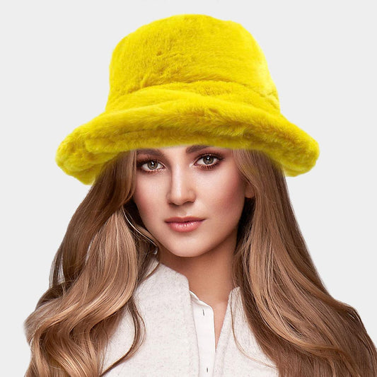 HATEGORY Soft Faux Fur Bucket Hat