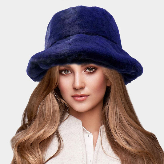 HATEGORY Soft Faux Fur Bucket Hat