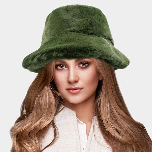 HATEGORY Soft Faux Fur Bucket Hat