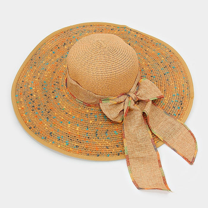 HATEGORY Wide brim bow tie straw floppy sun hat