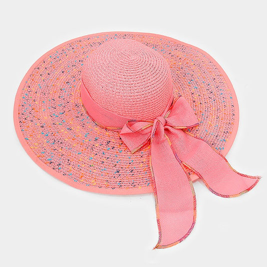 HATEGORY Wide brim bow tie straw floppy sun hat