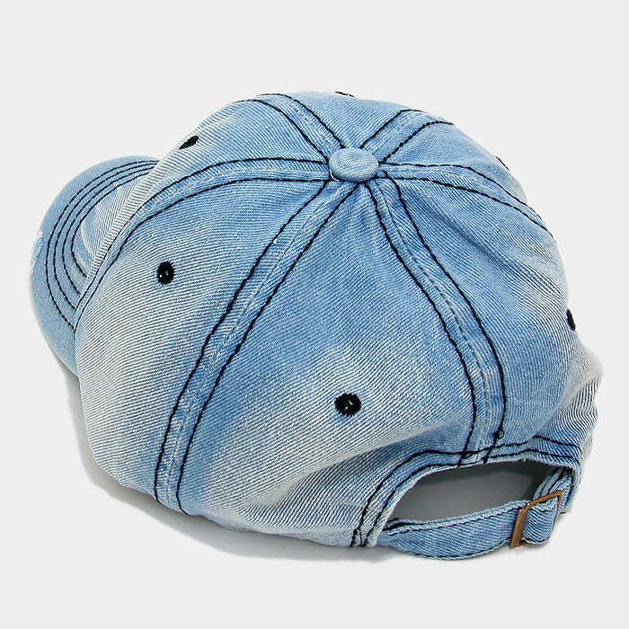 HATEGORY DISTRESSED RETRO DENIM CAP HAT