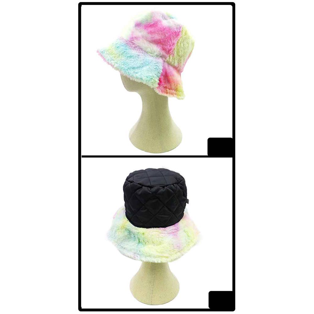 HATEGORY Reversible Colorful Soft Faux Fur Bucket Hat
