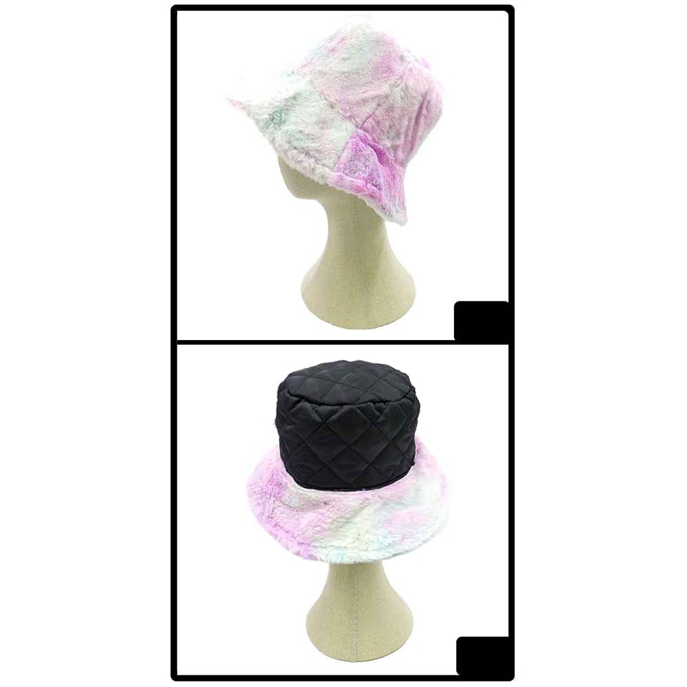 HATEGORY Reversible Colorful Soft Faux Fur Bucket Hat