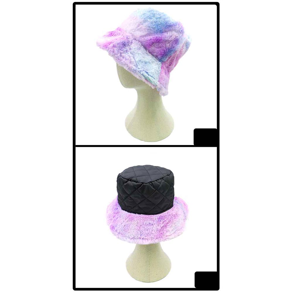 HATEGORY Reversible Colorful Soft Faux Fur Bucket Hat