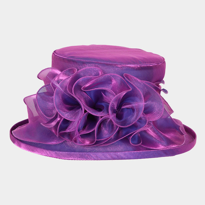 HATEGORY Ruffle bow small brim organza hat