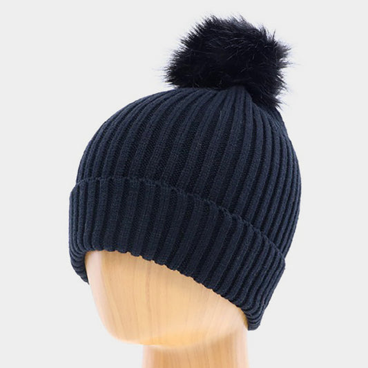HATEGORY Soft Knit Faux Pom Pom Beanie Hat