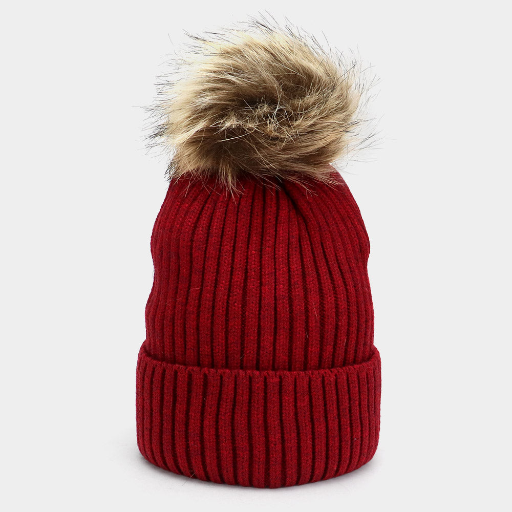 HATEGORY Soft Knit Faux Pom Pom Beanie Hat