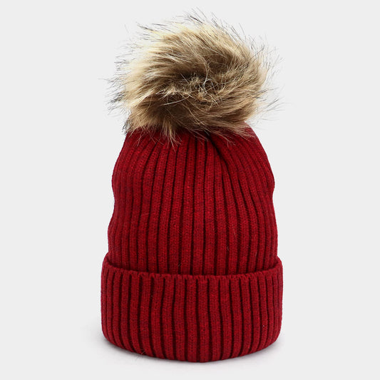 HATEGORY Soft Knit Faux Pom Pom Beanie Hat