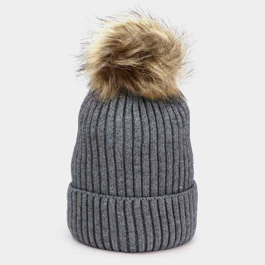 HATEGORY Soft Knit Faux Pom Pom Beanie Hat